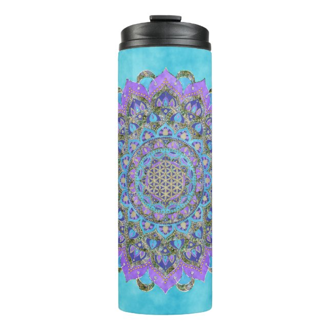 Blume des Lebens - Mandala Indien Stil 2 Thermosbecher (Vorderseite)