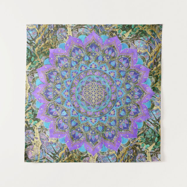 Blume des Lebens - Mandala Indien Stil 2 Wandteppich (Vorderseite)