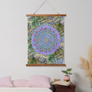 Blume des Lebens - Mandala Indien Stil 2 Wandteppich Mit Holzrahmen