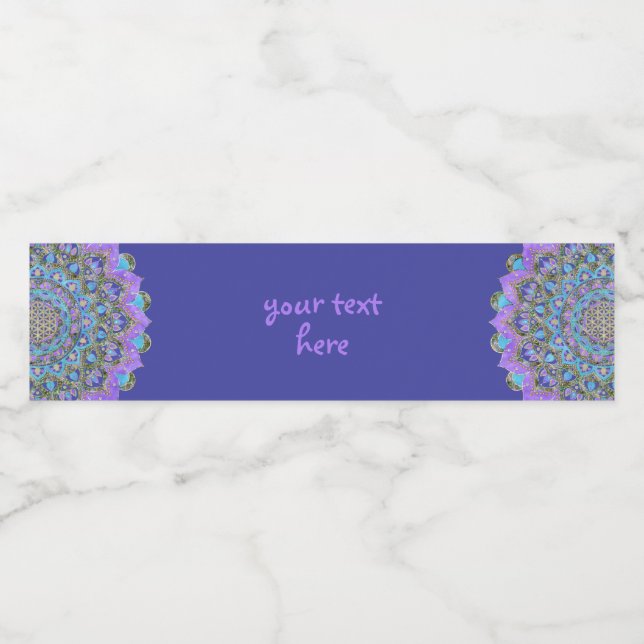 Blume des Lebens - Mandala Indien Stil 2 Wasserflaschenetikett (Einzelnes Label)