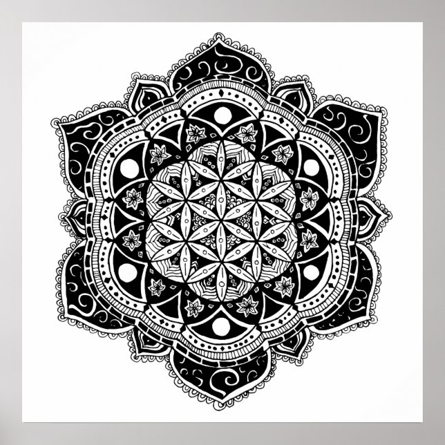Blume des Lebens Mandala Poster (Vorne)
