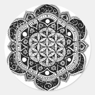 Blume des Lebens Mandala Runder Aufkleber