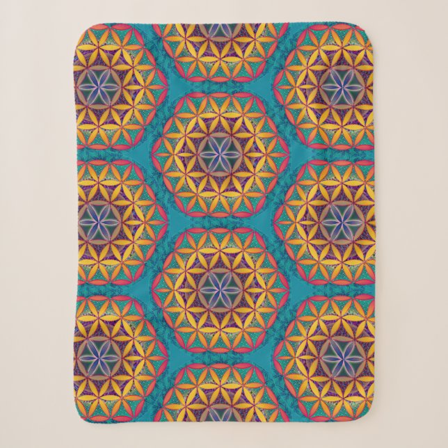 Blume des Lebens Mandala Sherpadecke (Vorderseite)