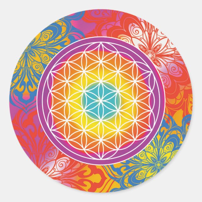 Blume des Lebens mandala Zen Runder Aufkleber (Vorderseite)