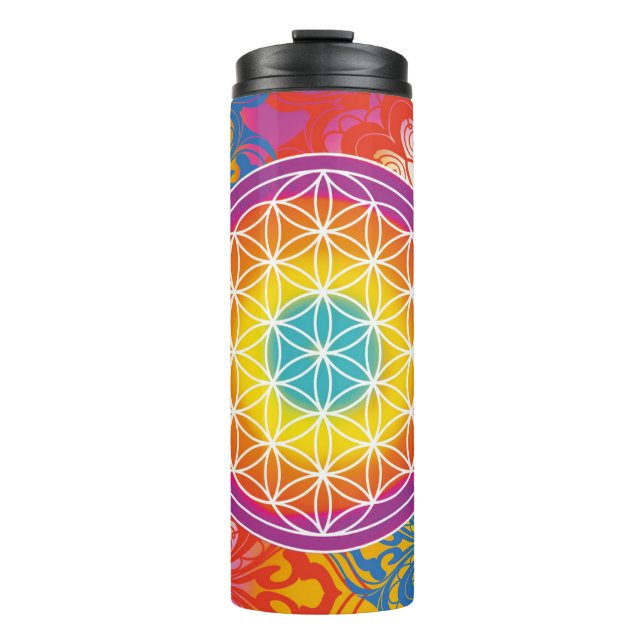 Blume des Lebens mandala Zen Thermosbecher (Vorderseite)