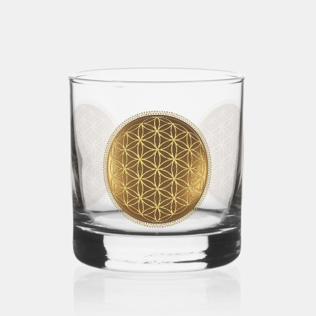 BLUME DES LEBENS - Medaillon der Heiligen Geometri Whiskyglas (Links)