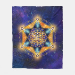 Blume des Lebens Merkaba Stern - Heilige Geometrie Fleecedecke
