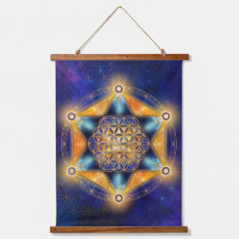 Blume des Lebens Merkaba Stern - Heilige Geometrie Wandteppich Mit Holzrahmen