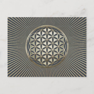 Blume des Lebens metallisch geprägt Postkarte