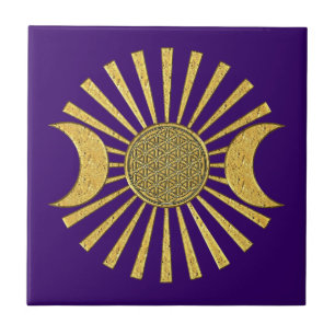 Blume des Lebens mit dem Mond Fliese