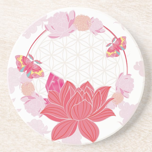 Blume des Lebens mit Lotus Getränkeuntersetzer (Vorne)