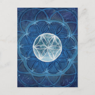 Blume des Lebens Mond Mandala Postkarte