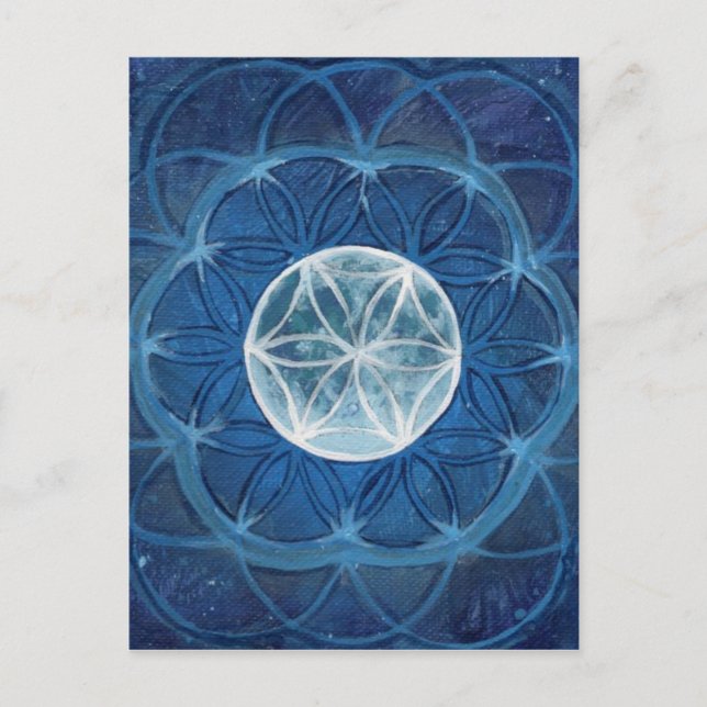 Blume des Lebens Mond Mandala Postkarte (Vorderseite)