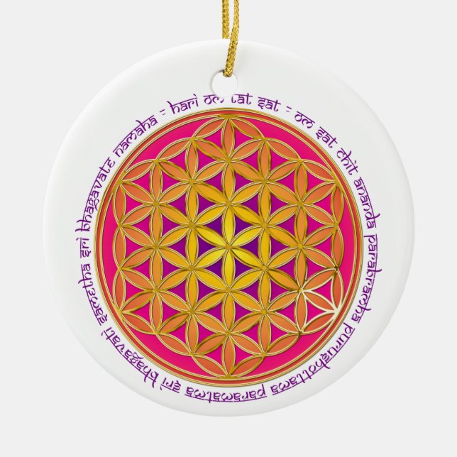 Blume des Lebens / Moola Mantra Keramikornament (Vorne)