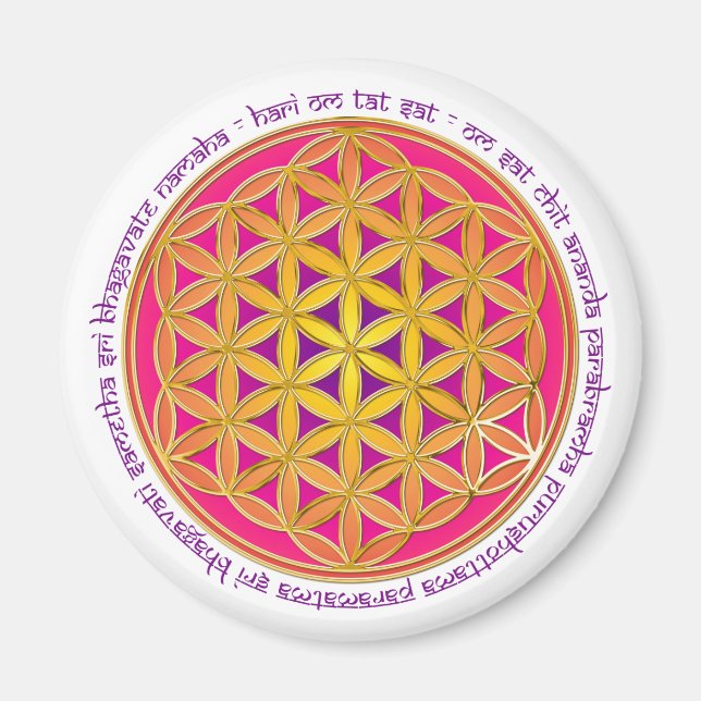 Blume des Lebens / Moola Mantra Magnet (Vorne)