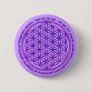 Blume des Lebens - Moola Mantra - violett Button