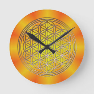 Blume des Lebens Motiv 5 Runde Wanduhr