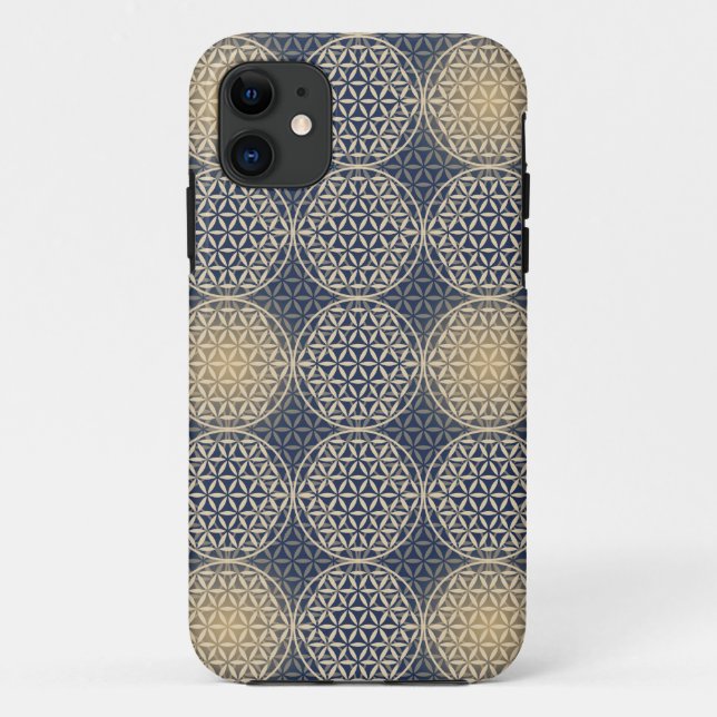 Blume des Lebens - Muster der Briefmarke - blauer  Case-Mate iPhone Hülle (Rückseite)