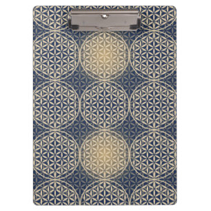 Blume des Lebens - Muster der Briefmarke - blauer Klemmbrett