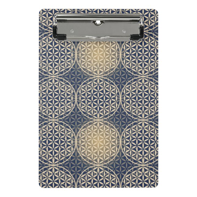 Blume des Lebens - Muster der Briefmarke - blauer  Mini Klemmbrett (Vorderseite)
