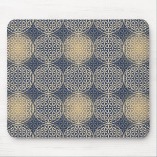 Blume des Lebens - Muster der Briefmarke - blauer Mousepad