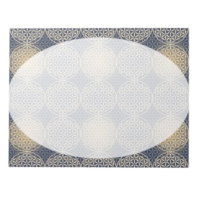 Blume des Lebens - Muster der Briefmarke - blauer  Notizblock (Vorderseite)
