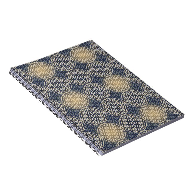 Blume des Lebens - Muster der Briefmarke - blauer  Notizblock (Rechte Seite)