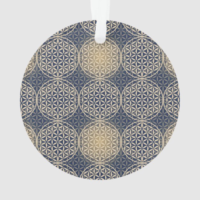 Blume des Lebens - Muster der Briefmarke - blauer  Ornament (Rückseite)