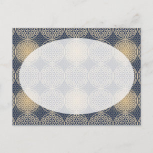 Blume des Lebens - Muster der Briefmarke - blauer  Postkarte