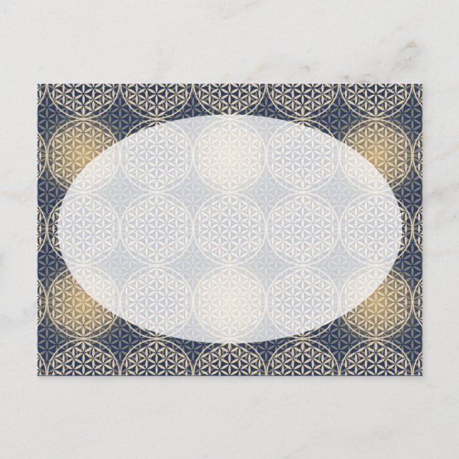 Blume des Lebens - Muster der Briefmarke - blauer  Postkarte (Vorderseite)