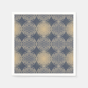 Blume des Lebens - Muster der Briefmarke - blauer  Serviette