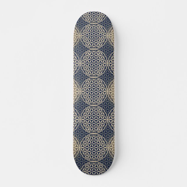 Blume des Lebens - Muster der Briefmarke - blauer  Skateboard (Vorne)