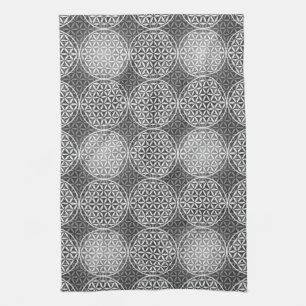 Blume des Lebens - Muster der Briefmarke - grau Küchentuch