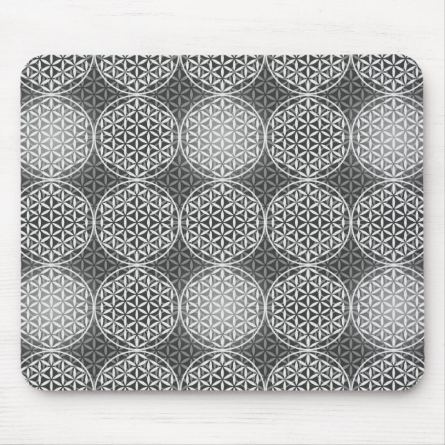 Blume des Lebens - Muster der Briefmarke - grau Mousepad (Vorne)
