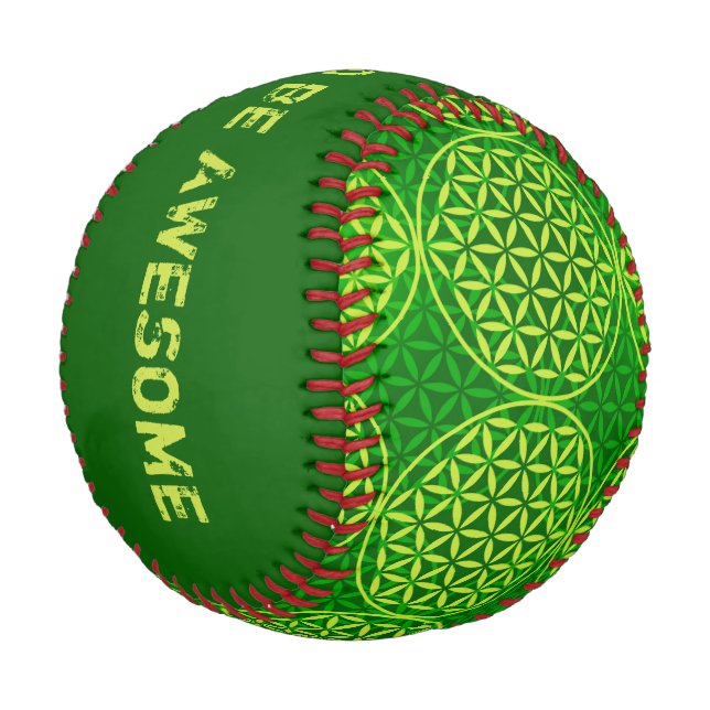 Blume des Lebens - Muster der Briefmarke - grün Baseball (Schrägansicht)