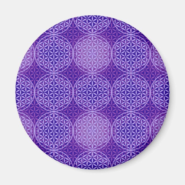 Blume des Lebens - Muster der Briefmarke - lila Magnet (Vorne)