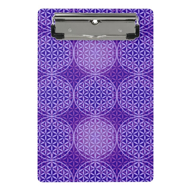 Blume des Lebens - Muster der Briefmarke - lila Mini Klemmbrett (Vorderseite)