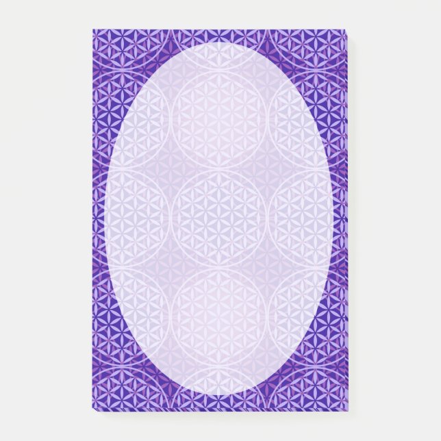 Blume des Lebens - Muster der Briefmarke - lila Post-it Klebezettel (Vorderseite)