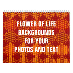Blume des Lebens - Muster der Briefmarke - orange Kalender