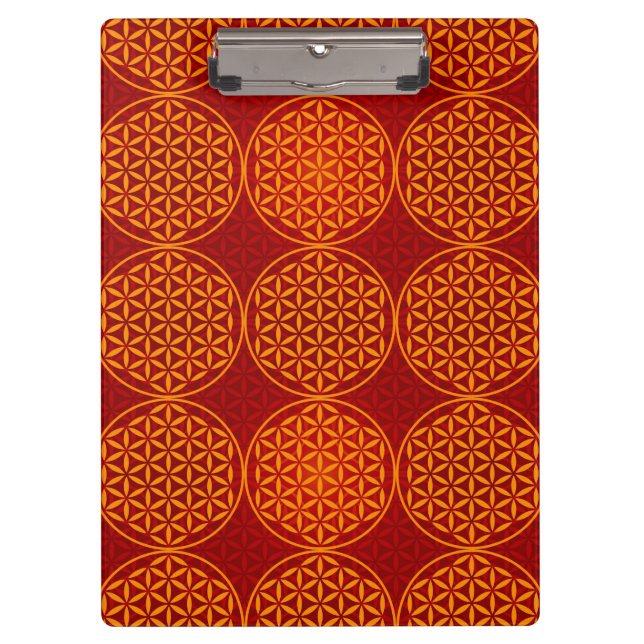 Blume des Lebens - Muster der Briefmarke - orange Klemmbrett (Vorderseite)