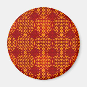 Blume des Lebens - Muster der Briefmarke - orange Magnet