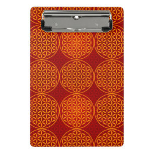Blume des Lebens - Muster der Briefmarke - orange Mini Klemmbrett