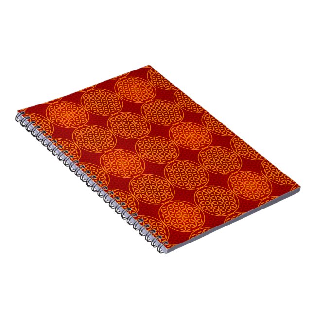 Blume des Lebens - Muster der Briefmarke - orange Notizblock (Rechte Seite)