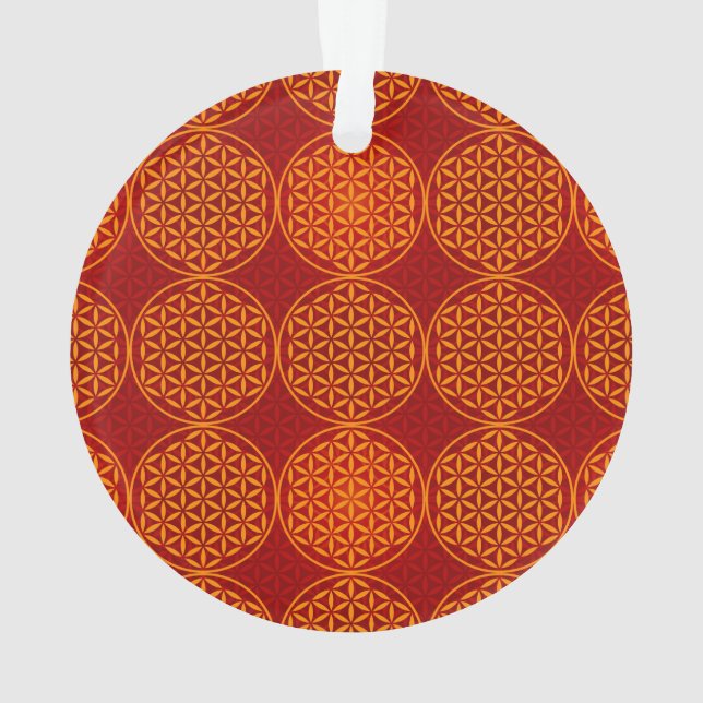 Blume des Lebens - Muster der Briefmarke - orange Ornament (Rückseite)