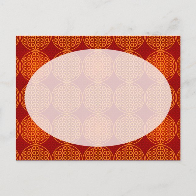 Blume des Lebens - Muster der Briefmarke - orange Postkarte (Vorderseite)