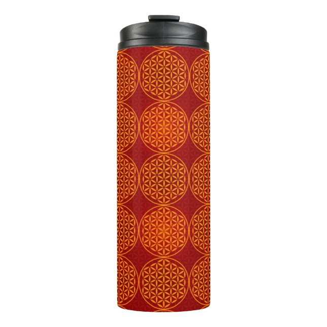 Blume des Lebens - Muster der Briefmarke - orange Thermosbecher (Vorderseite)