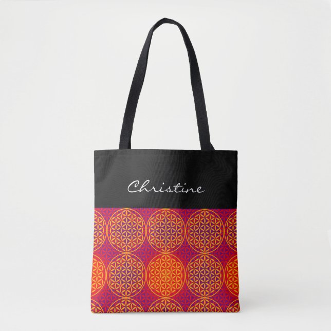 Blume des Lebens - Muster der Briefmarke - orangef (Vorderseite)