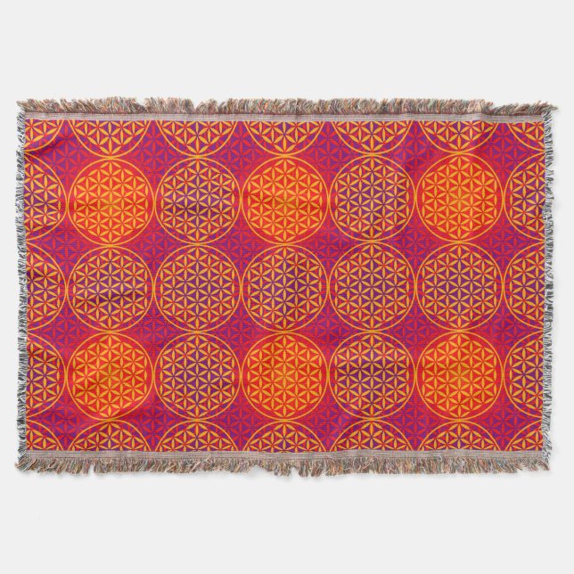 Blume des Lebens - Muster der Briefmarke - orangef Decke (Vorderseite)