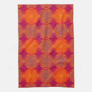 Blume des Lebens - Muster der Briefmarke - orangef Handtuch