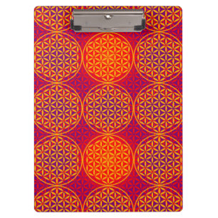Blume des Lebens - Muster der Briefmarke - orangef Klemmbrett